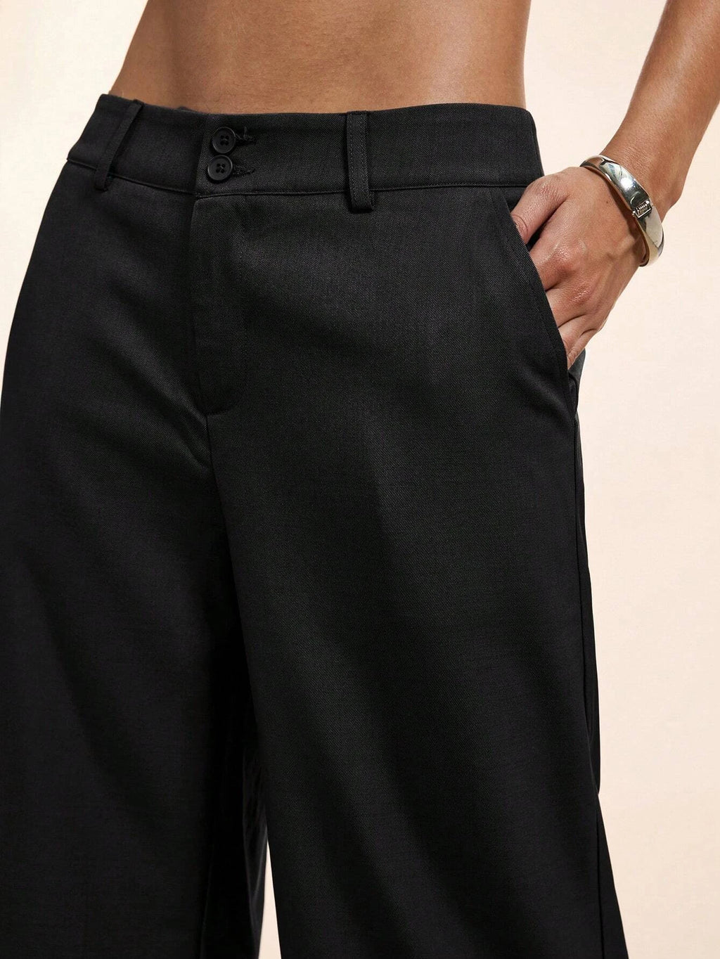 Women's Elegant Low Waist Wide Leg Pants Casual Ribbed Slight Flared Mopping Trousers Streetwear Polyester Elastane Blend