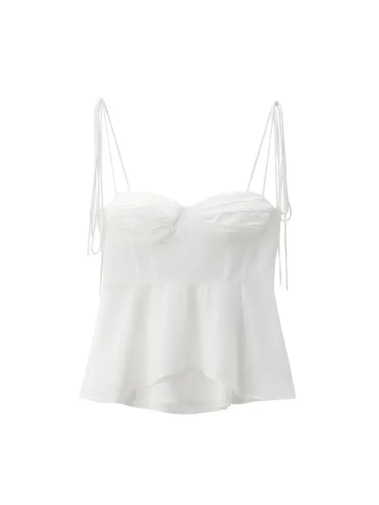 Women's Asymmetric Bustier Top Sweetheart Neck Tied Straps Side Zipper Casual Camis Sexy Fashion Polyester Blend All Season