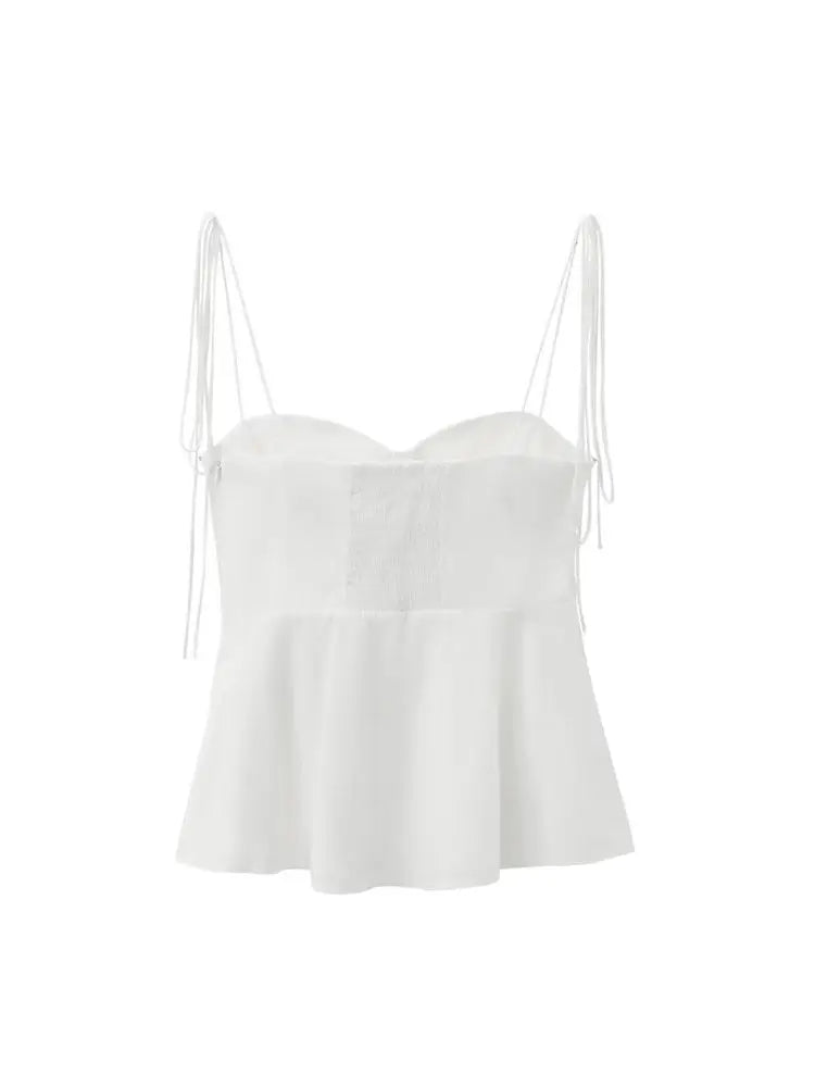 Women's Asymmetric Bustier Top Sweetheart Neck Tied Straps Side Zipper Casual Camis Sexy Fashion Polyester Blend All Season