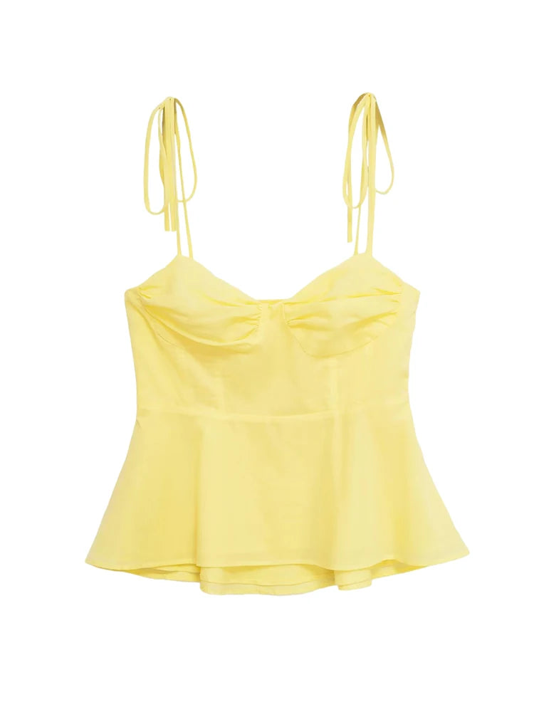 Women's Asymmetric Bustier Top Sweetheart Neck Tied Straps Side Zipper Casual Camis Sexy Fashion Polyester Blend All Season