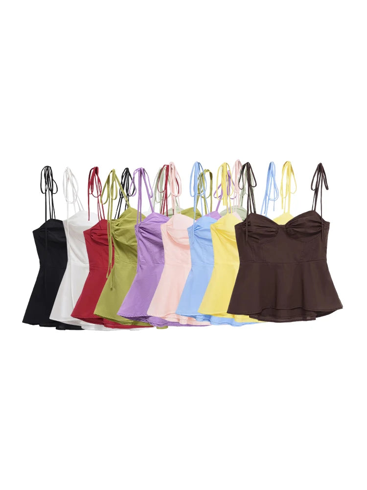 Women's Asymmetric Bustier Top Sweetheart Neck Tied Straps Side Zipper Casual Camis Sexy Fashion Polyester Blend All Season