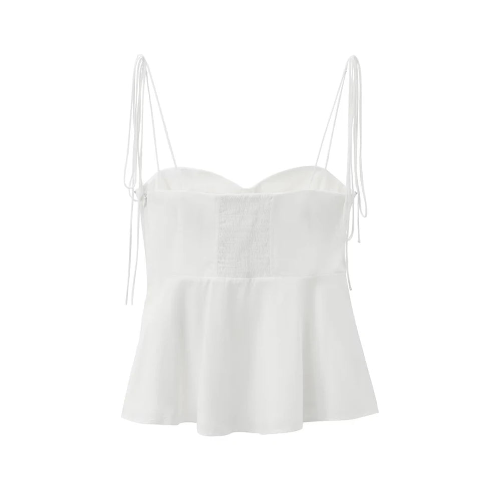 Women's Asymmetric Bustier Top Sweetheart Neck Tied Straps Side Zipper Casual Camis Sexy Fashion Polyester Blend All Season