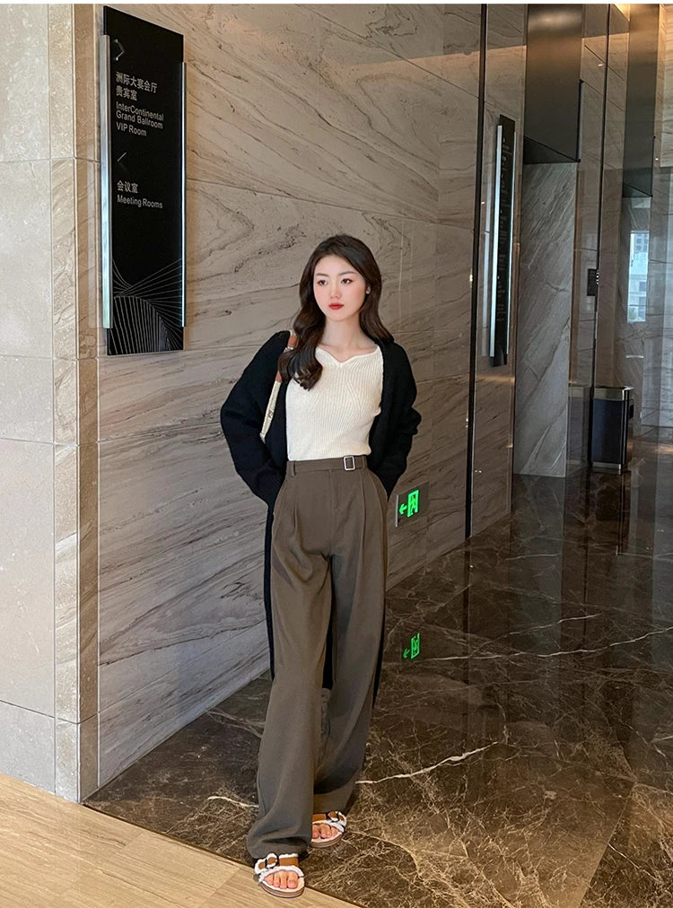 Women's V-neck Knitted Ribbed Sweater Slim Fit High Quality Autumn Winter Pullover Casual Long Sleeve Bodycon Sweater