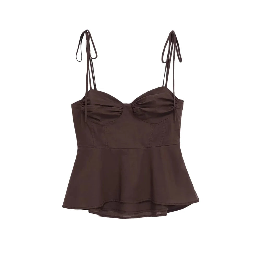 Women's Asymmetric Bustier Top Sweetheart Neck Tied Straps Side Zipper Casual Camis Sexy Fashion Polyester Blend All Season