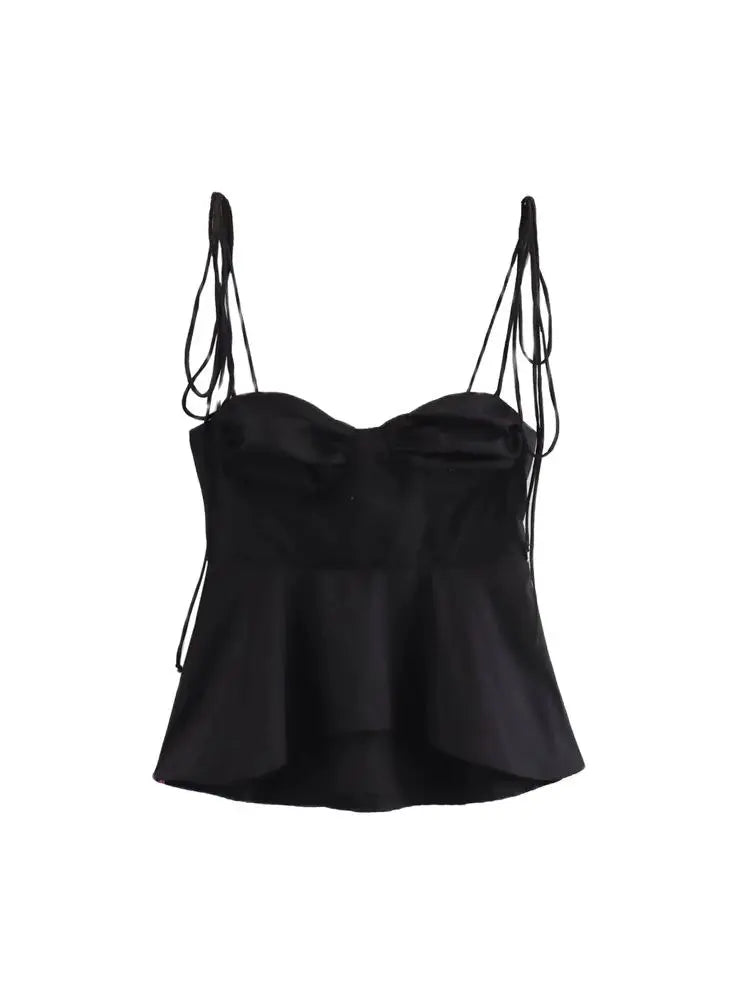Women's Asymmetric Bustier Top Sweetheart Neck Tied Straps Side Zipper Casual Camis Sexy Fashion Polyester Blend All Season