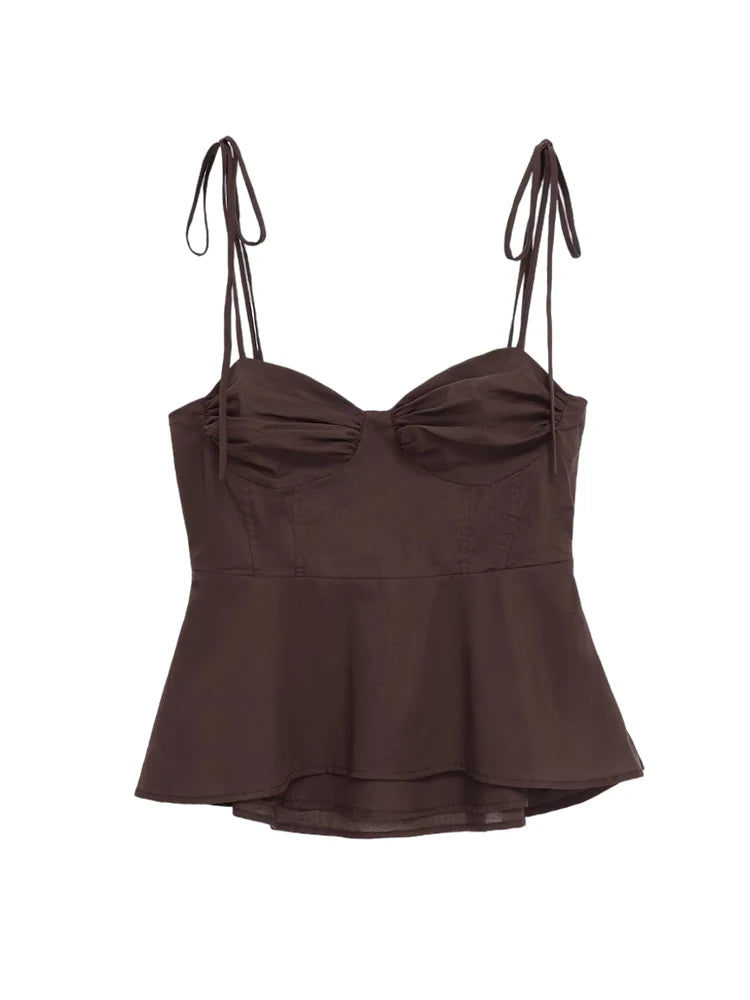 Women's Asymmetric Bustier Top Sweetheart Neck Tied Straps Side Zipper Casual Camis Sexy Fashion Polyester Blend All Season